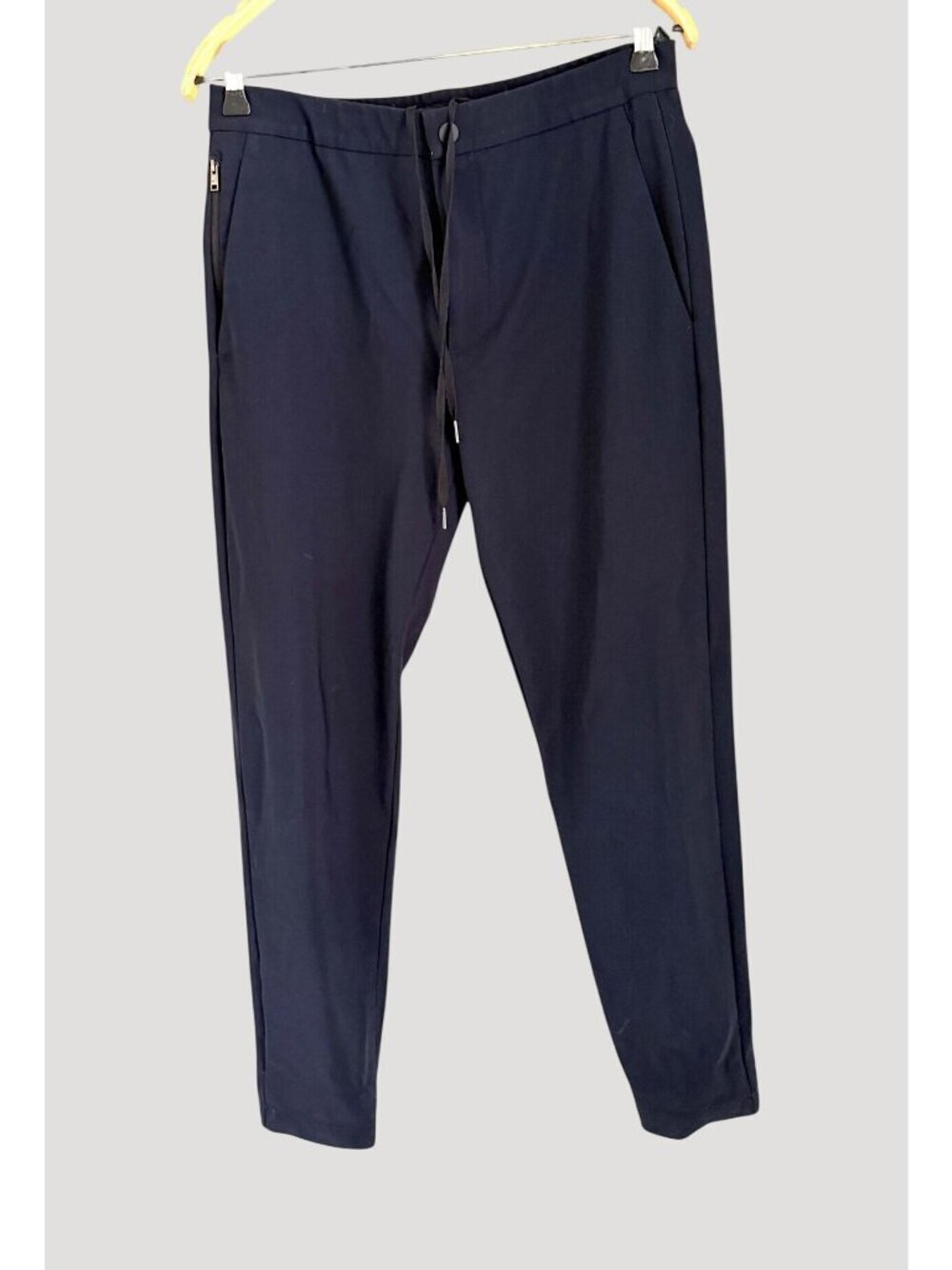 Theory Navy Blue Jogger Pants Small With Elastic Cuffs & Zipper Pockets